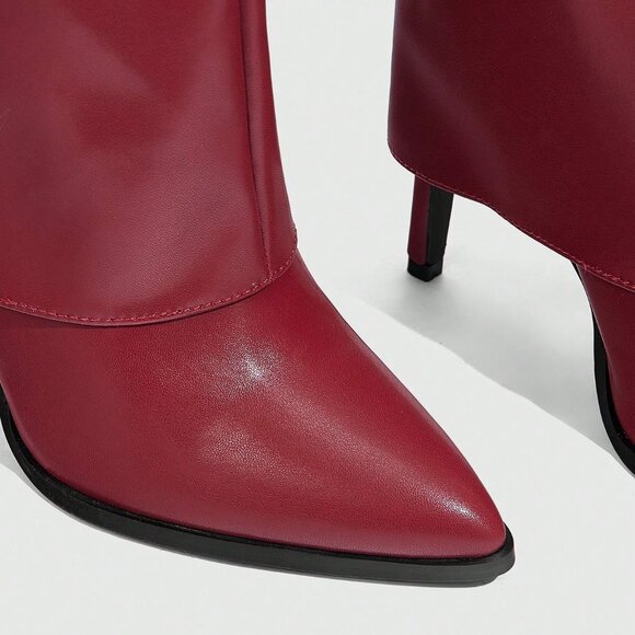 Burgundy Pointed Toe Stiletto Women's Boots - Picture 4 of 8